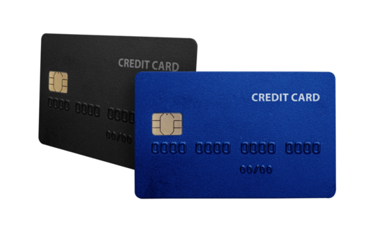 Modern Credit Card Mockup with Chip on transparent background png