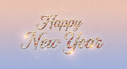 Sparkling happy new year text on a soft gradient background