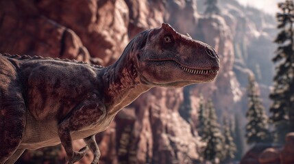 Obraz premium Tyrannosaurus Rex Closeup in Rocky Canyon