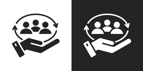 Human Resources Icon In Black And White Glyph Style