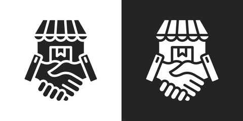 Collaboration Icon In Black And White Glyph Style