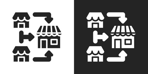 Merger Icon In Black And White Glyph Style