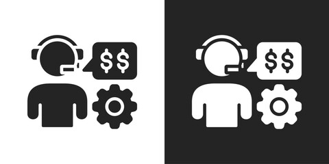 Customer Service Icon In Black And White Glyph Style