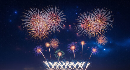 Fireworks display with transparent background