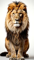 Obraz premium Majestic Lion Portrait - A Regal Gaze in Striking Detail.