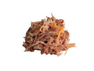 Obraz premium Pile of delicious pulled pork meat isolated on transparent background