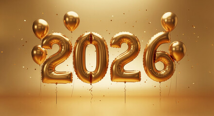 Golden 2026 balloon celebration