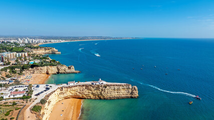Aerial from the little church  Nossa Senhora da Rocha in Armacao de Pera in the Algarve Portugal