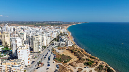 Aerial from the city Armacao de Pera in the Algarve Portugal