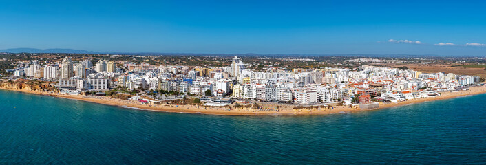 Aerial from the city Armacao de Pera in the Algarve Portugal