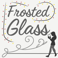 Frosted glass lettering with a silhouette of a person using a smartphone