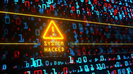 3D illustrastion - Data Matrix Warning Sign System Hacked