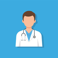 Fototapeta premium Male Doctor Avatar Icon - Healthcare Professional Portrait Vector
