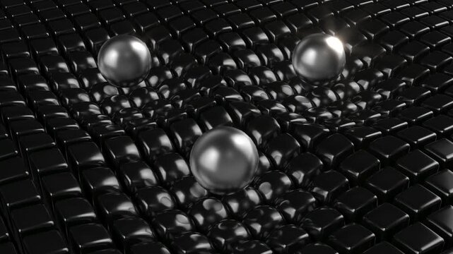 Frozen glass balls on black plastic bg able to loop endless 4k