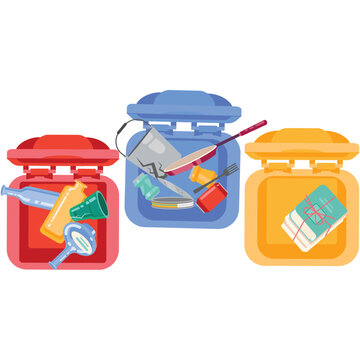 Trash bin for garbage segregation vector top view