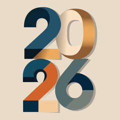 Stylized graphic representation of the year 2026 with layered typography