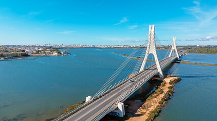 Aerial from the bridge across the N 125 near Portimao in the Algarve Portugal