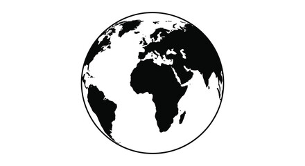 A striking black and white depiction of earth s continents and oceans a dark silhouette