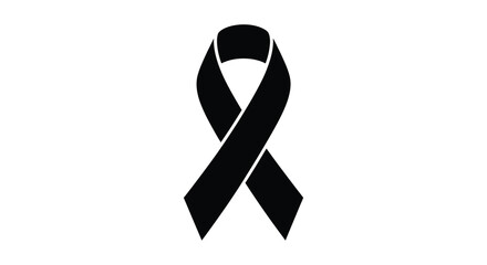 A stark black ribbon symbol representing awareness remembrance and support a powerful silhouette
