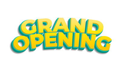 Grand opening text on transparent background