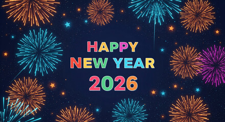 Happy new year fireworks display