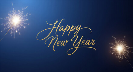 Happy new year festive greeting with sparklers