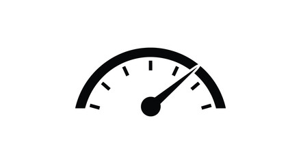 A black gauge with a needle pointing towards the right a simple graphic silhouette