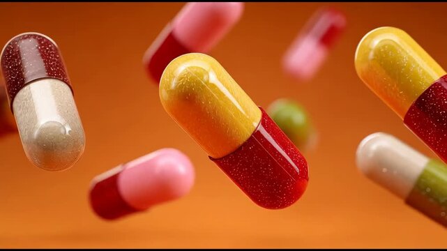 Capsules falling in slow motion