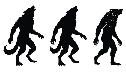 Werewolf silhouette vector illustration halloween monster art