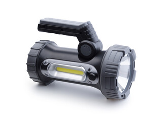 Electric large flashlight  isolated on white.