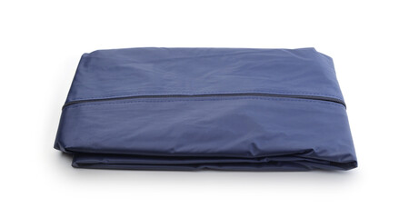 Folded raincoat isolated on white.