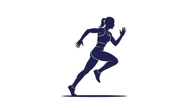 Dynamic silhouette of a determined woman running with speed and power, inspiring fitness goals and athletic achievements for a healthy lifestyle