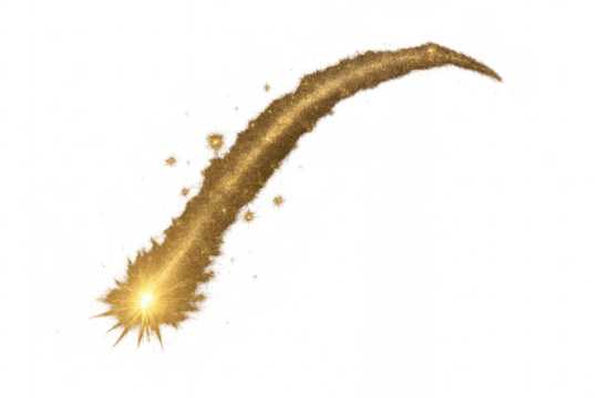Golden glitter comet trail with bright sparkle effect