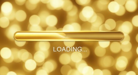 Golden loading bar with bokeh background