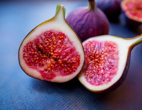 brightly colored fig halves showcase intricate internal patterns