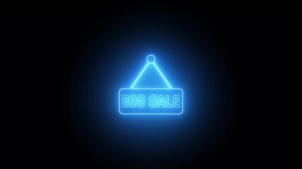 Glowing neon "Big Sale" text on a black background, Neon Big Sale. perfect for discounts and marketing visuals.