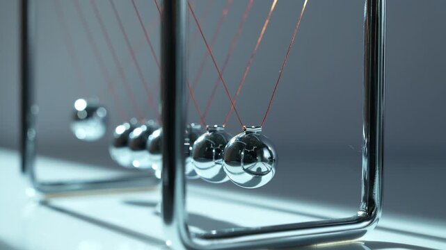 Newton's Cradle Pendulum with Laser Light Trails Physics Motion Energy Transfer Demonstration