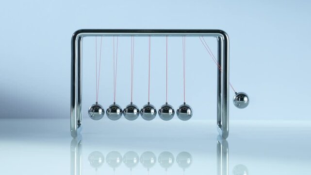 Newton's Cradle Pendulum Physics Demonstration with Steel Balls and Motion