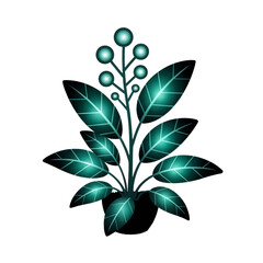Green nature eco vector illustration with leaves, floral decoration, and plant branch design on black background