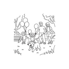 Cheerful Outing – Bold Line Art Scene