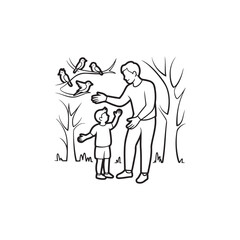 Outdoor Bird Interaction Silhouette