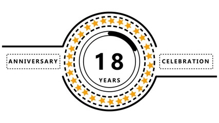Eighteen Year Anniversary Celebration Graphic With Stars and Progress Bar years