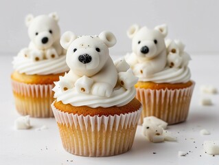 Delightful polar bear cupcakes perfect for winter celebrations or children's parties