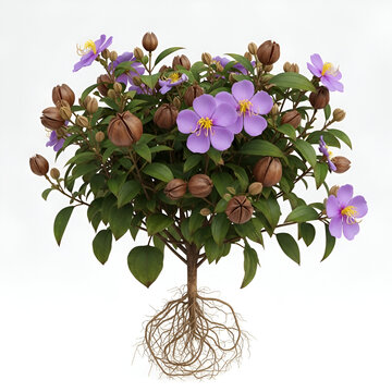 Banafsha seed mature plant with violet flowers isolated