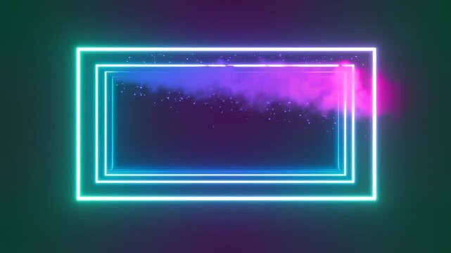 Neon-lit frame within a frame, with nebula-like colors and specks