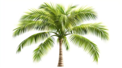 Fototapeta premium Vibrant Green Coconut Palm Tree Isolated on a White Background
