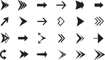 Large Collection of Black Arrow Icons Vector Set for Web Design and Interface