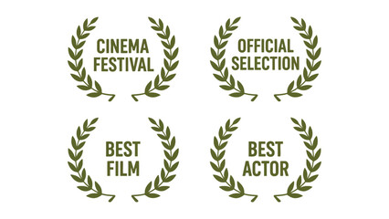 Four laurel wreath award designs for cinema festival and best actor