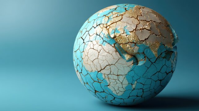A cracked globe simulating a drying earth, representing climate change, environmental crisis, global warming and ecological problems. - Powered by Adobe