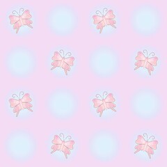 A cute pastel coquette seamless pattern featuring soft ribbons, bows, hearts, and delicate decorative elements. Perfect for gift wrapping, scrapbook paper, stationery design, textile prints, and girly